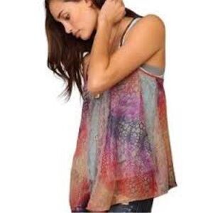 Free People Women’s Sheer Multicolor Sequins Embellished Razor Back Camisole S
